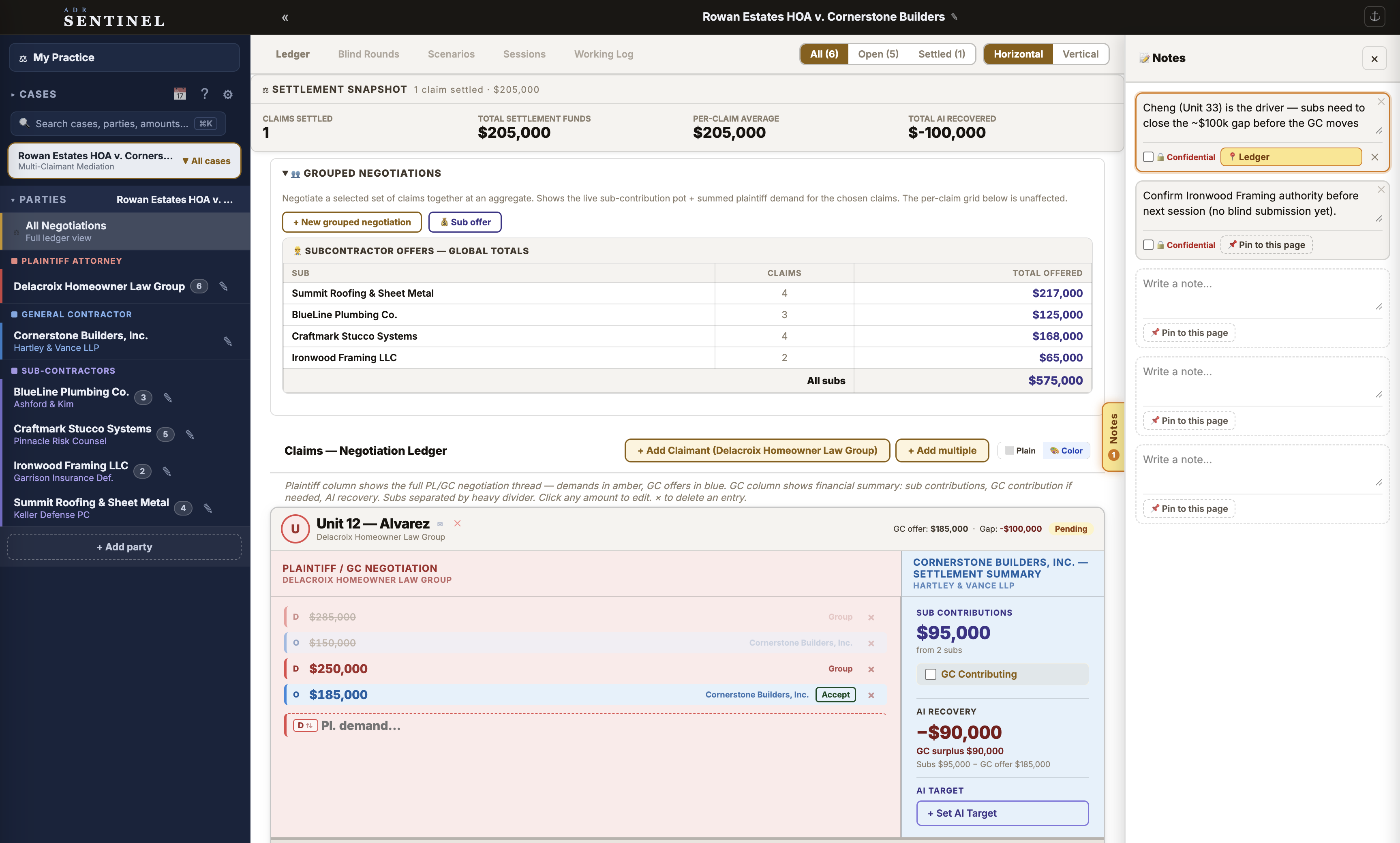 Case notes, always at hand — pin one to a page, reach them from anywhere